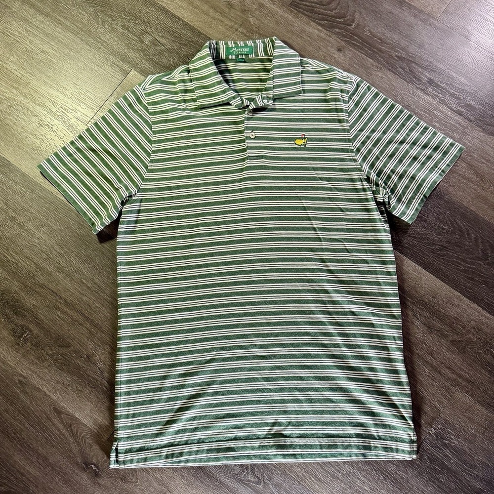 Masters Classics green polo shirt men's medium Stripe dry fit